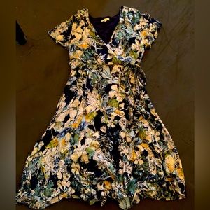 Roolee Spring Floral Wrap-Front Midi Dress